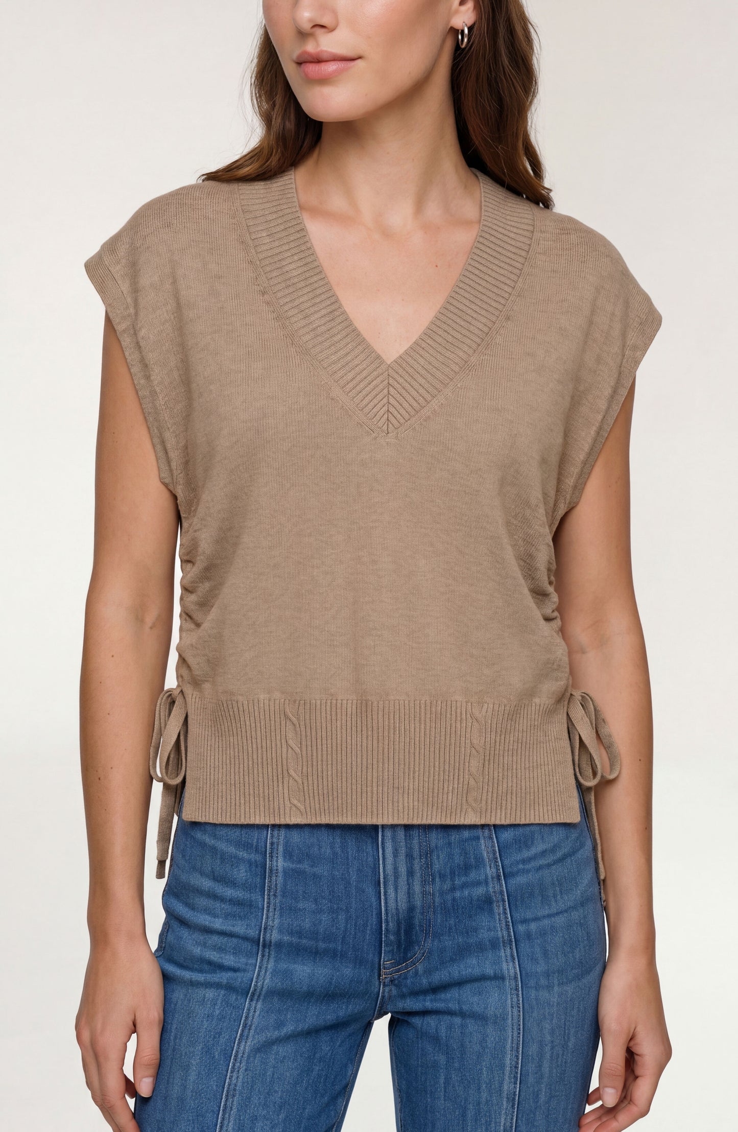 Vneck Dolman Popover Sweater with Ties