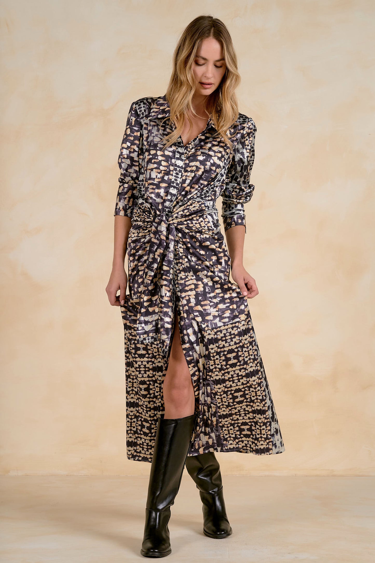 Tie Waist Long Sleeve Dress