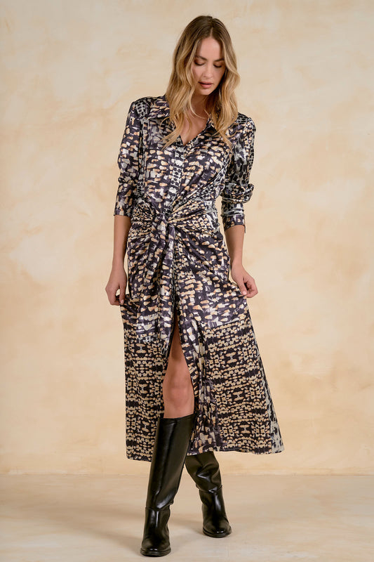 Tie Waist Long Sleeve Dress
