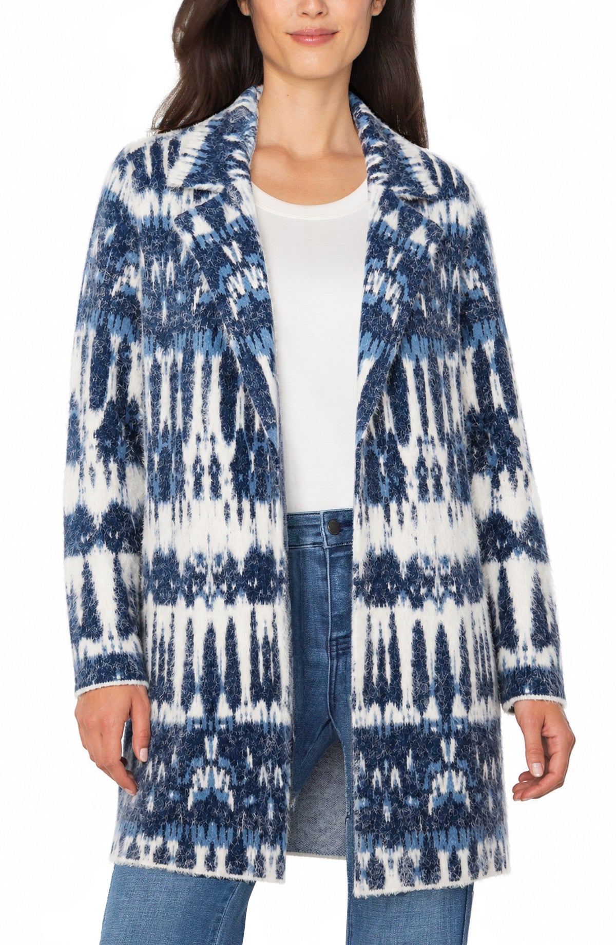 Navy Open Front Sweater