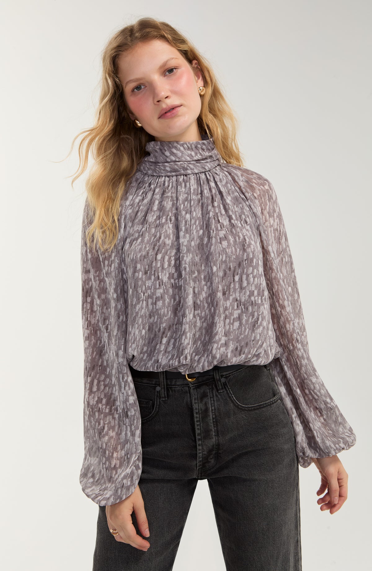 Shirred Mockneck Top