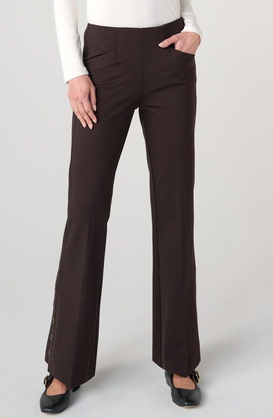 Brown Stella Pull-on Flare with Buttons