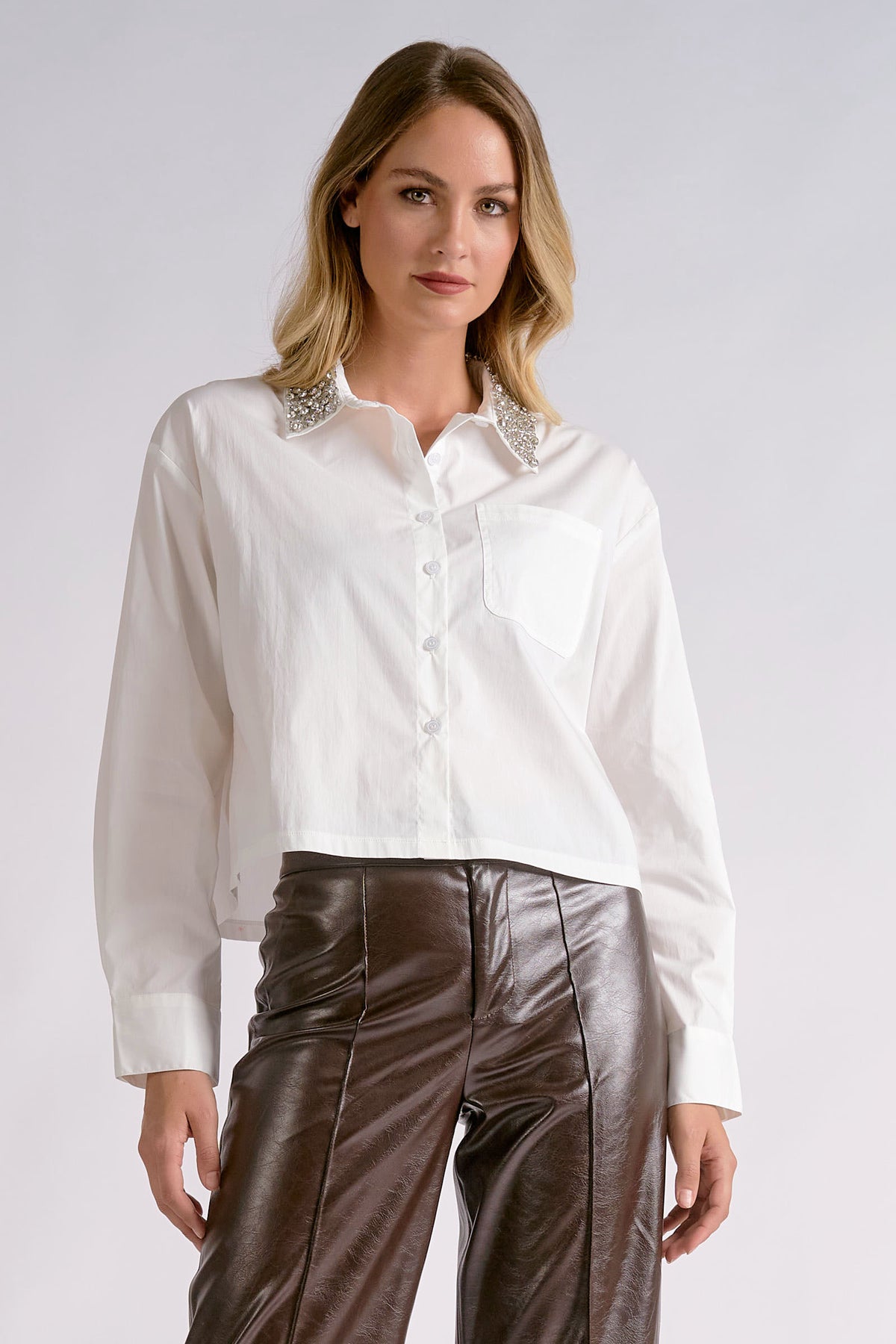 White Blouse with Rhinestones
