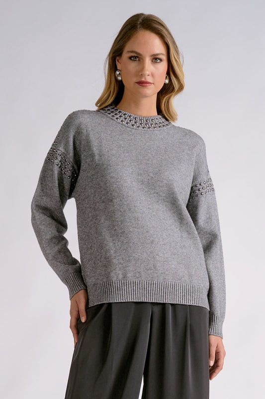 Gray Stud Sweater