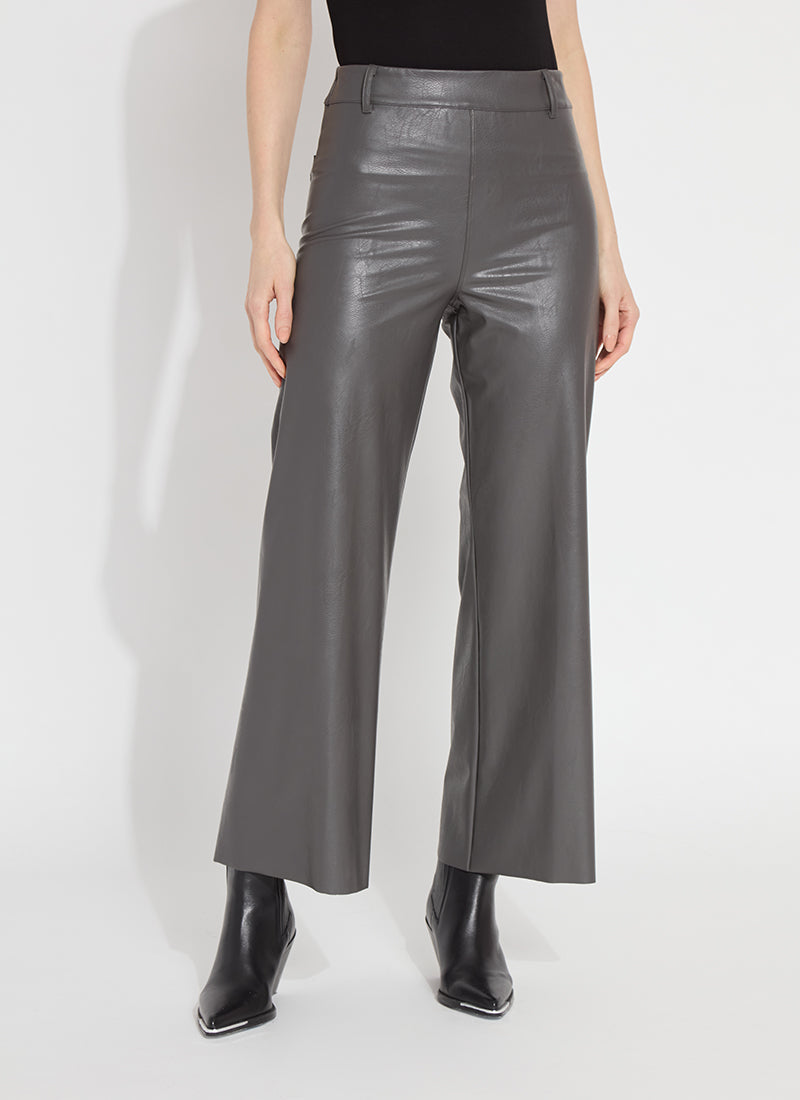 High Waist Vegan leather Wide Leg Pant