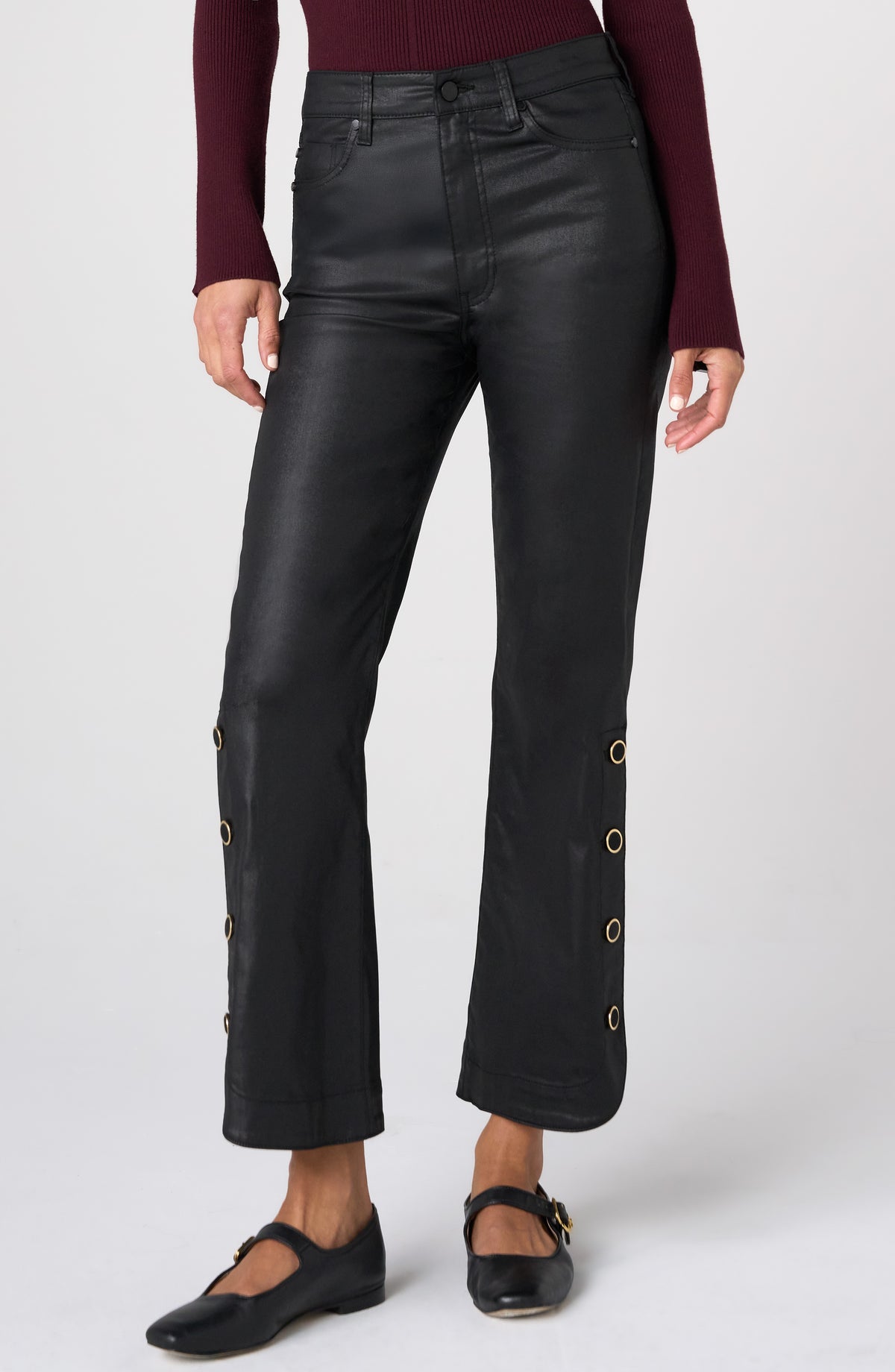 Hannah Crop Flare Buttoned Slit Pants