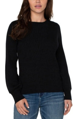 Crew neck sweater with rib detail