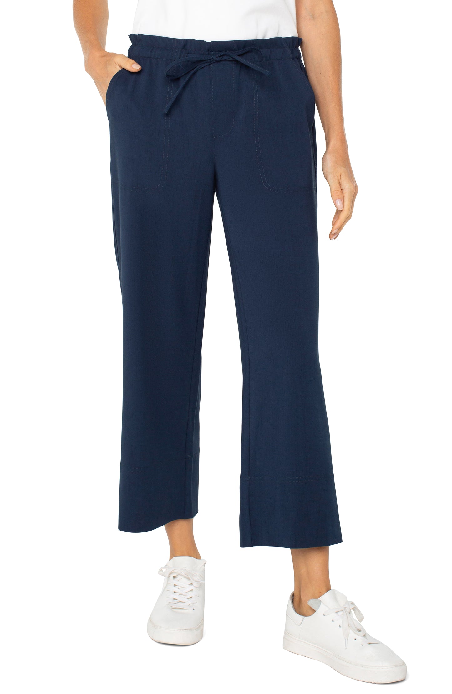 Navy Pull on tie waist pant