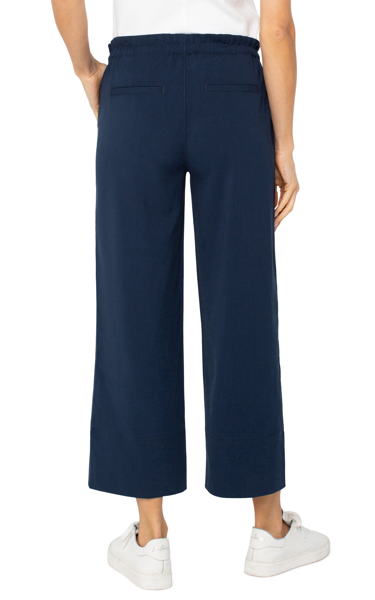 Navy Pull on tie waist pant