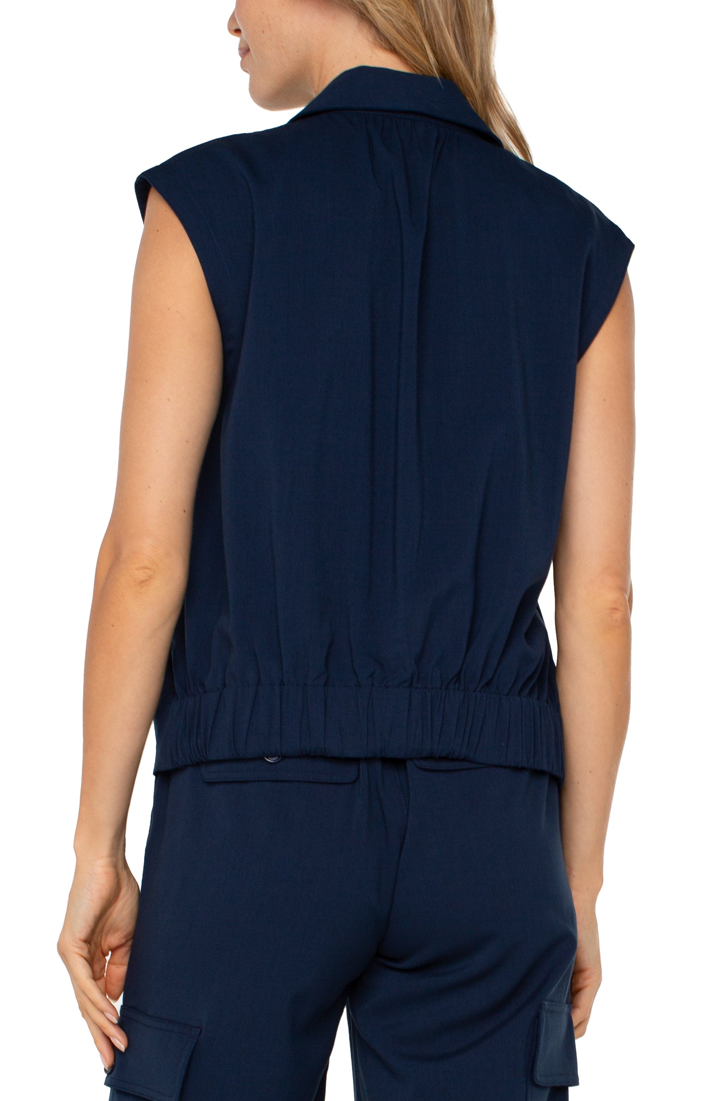 Sleeveless cropped shirt with elastic waist