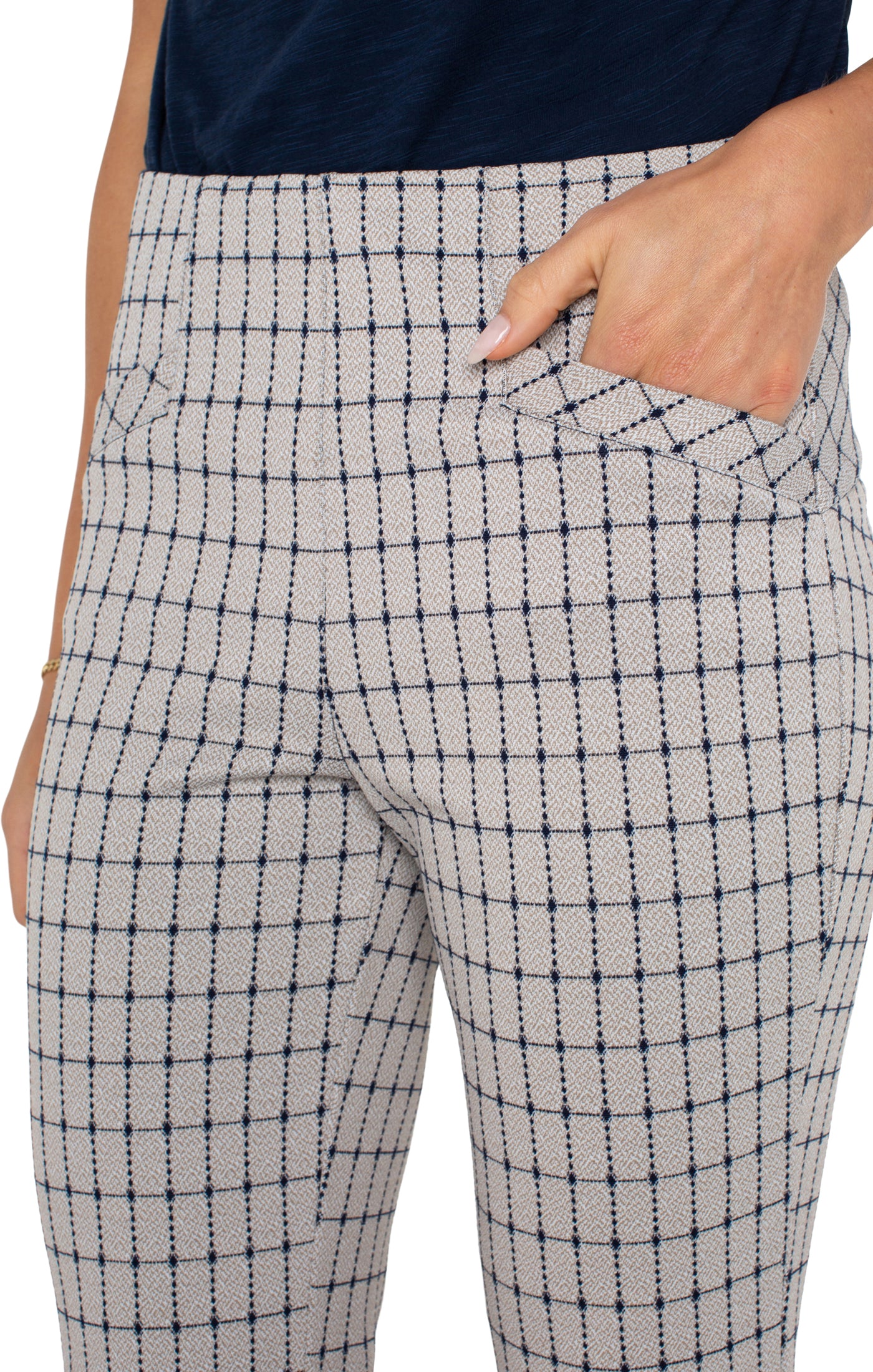 Stella Kick Navy and Tan Grid Pant