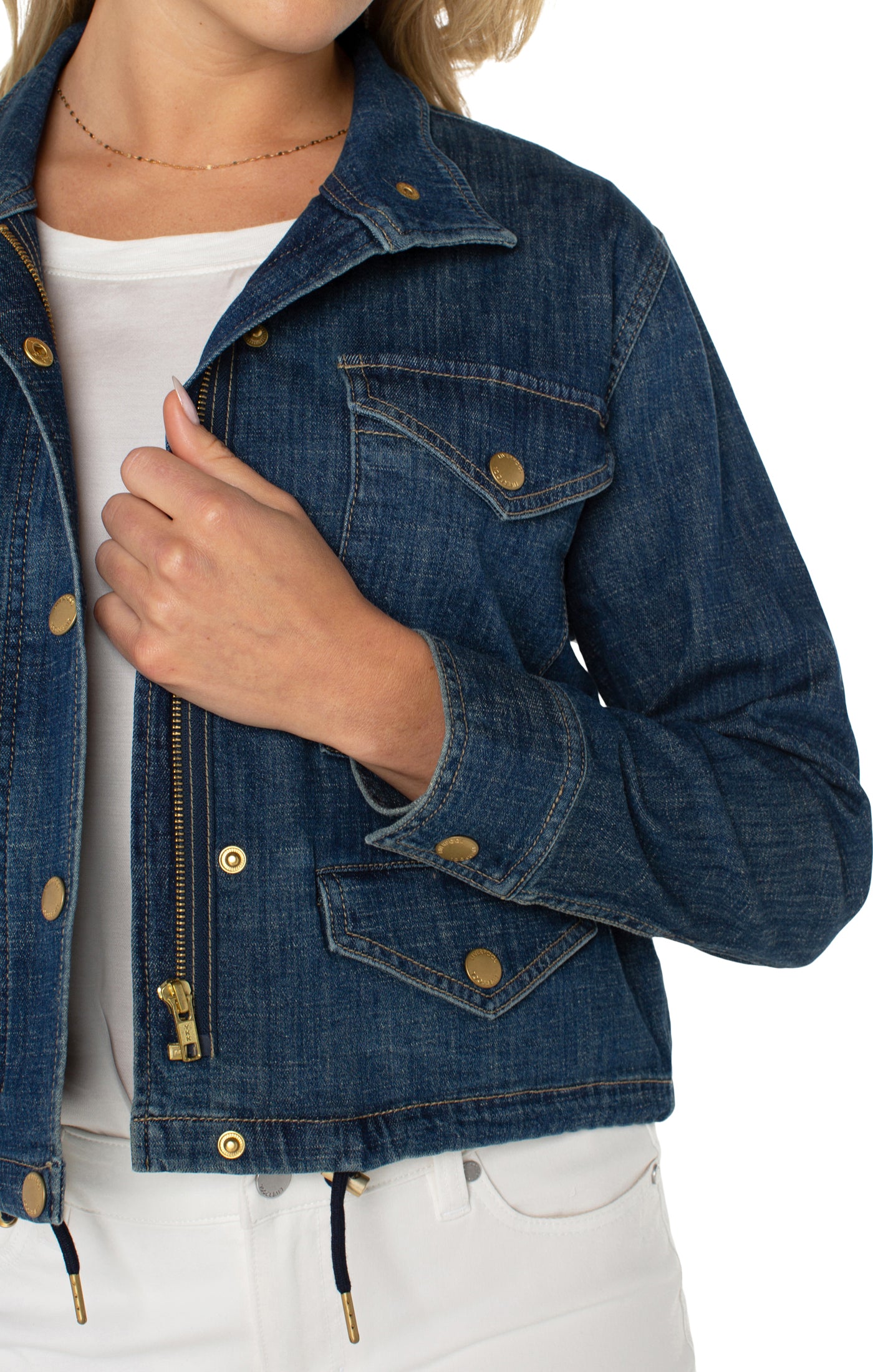 Cropped Cargo Denim Jacket