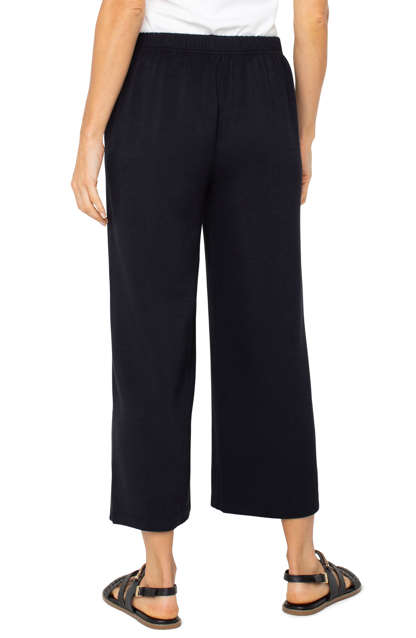 Black Pull on Wide Leg Trouser