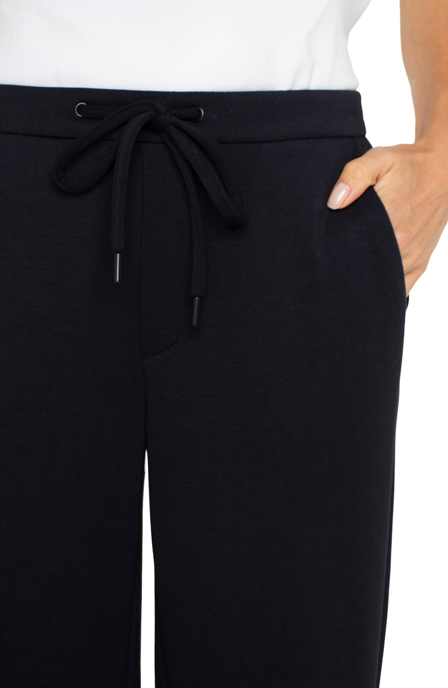 Black Pull on Wide Leg Trouser