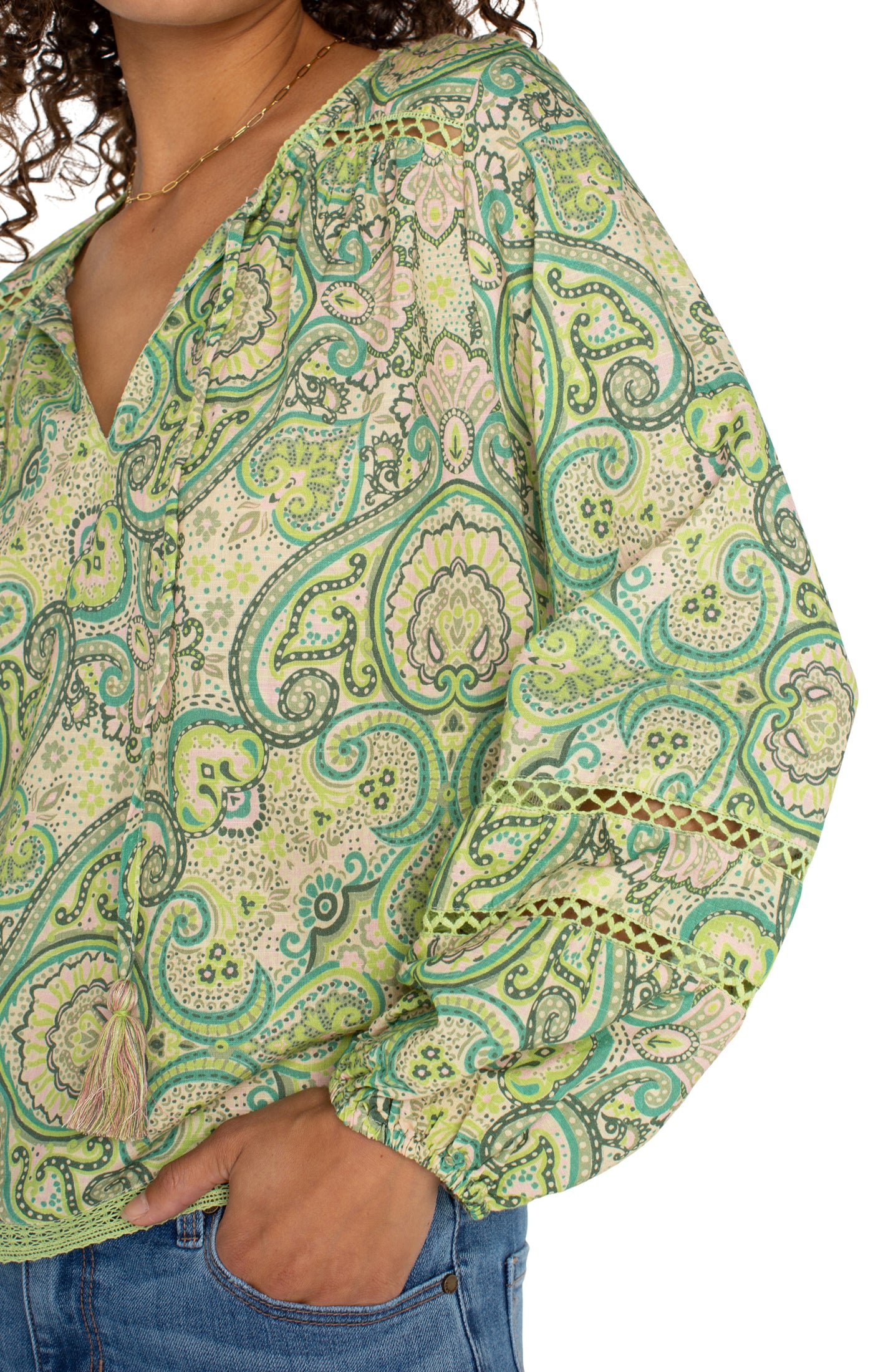 Green and Pink Paisley Top