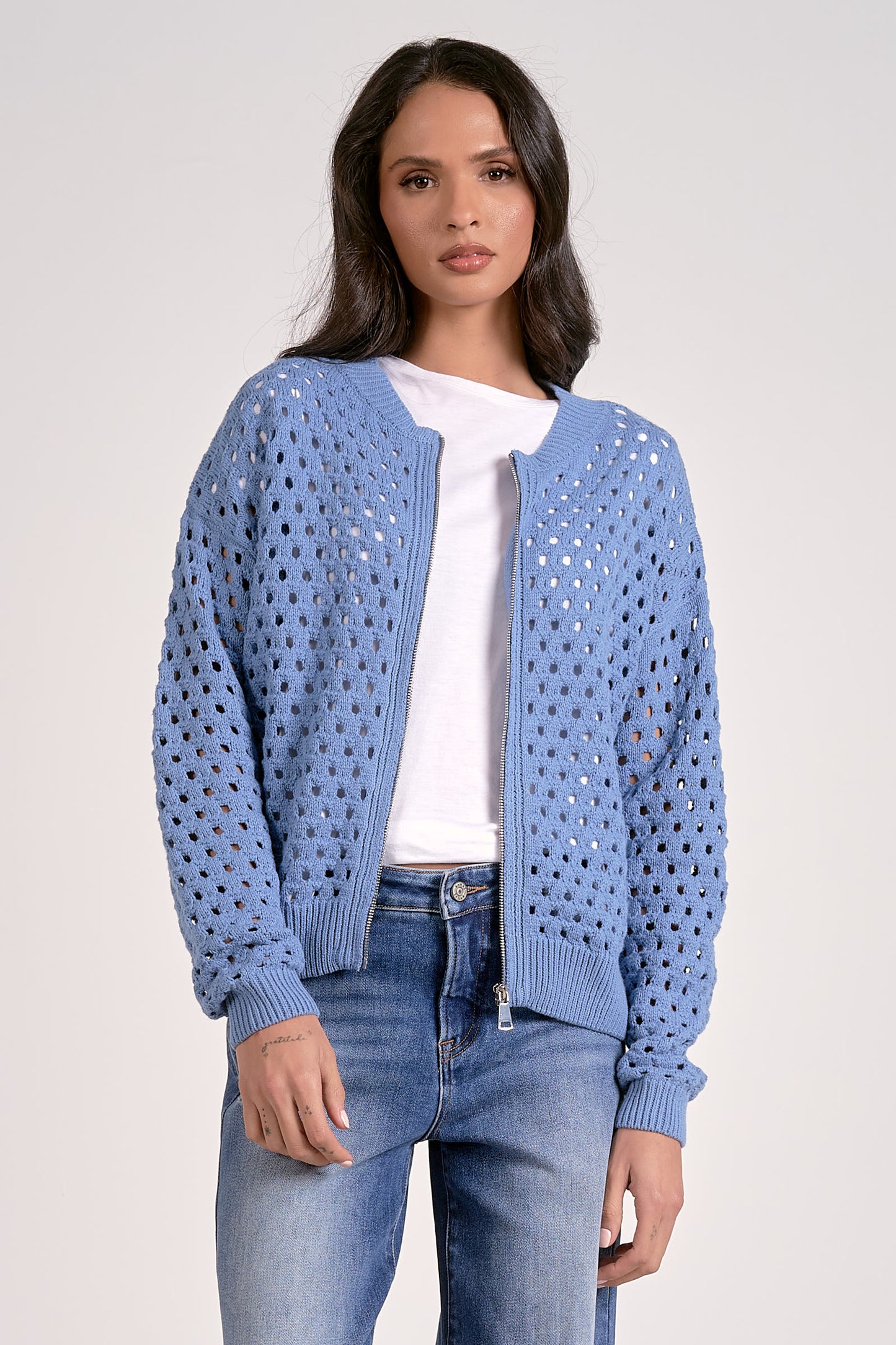 Lightweight Blue Zip up Sweater