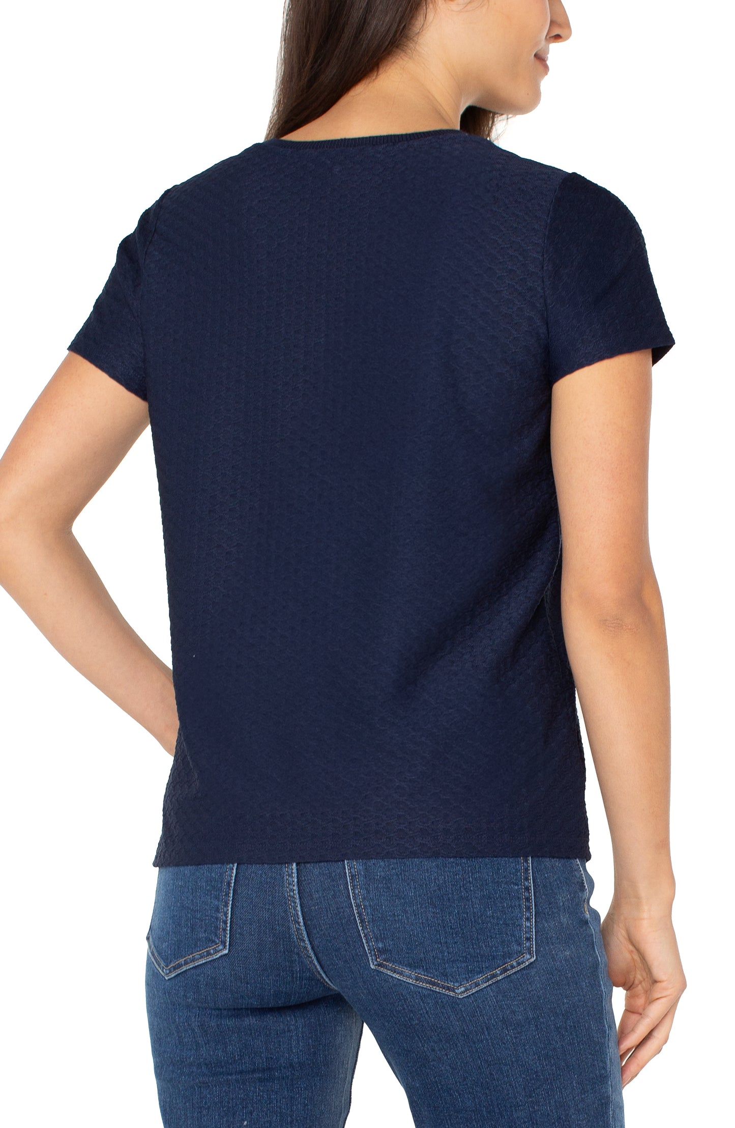 Navy Short Sleeve Crew Neck Tee w/ Rib Trim