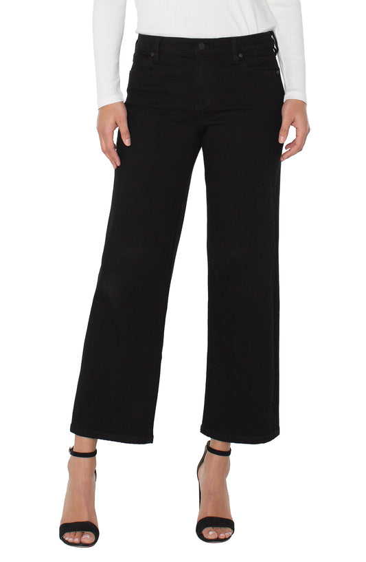 Black Wide Leg Cropped Stride Jeans