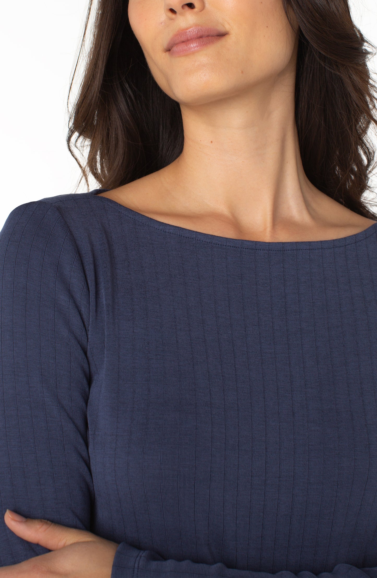 Boat Neck Long Sleeve Knit Shirt