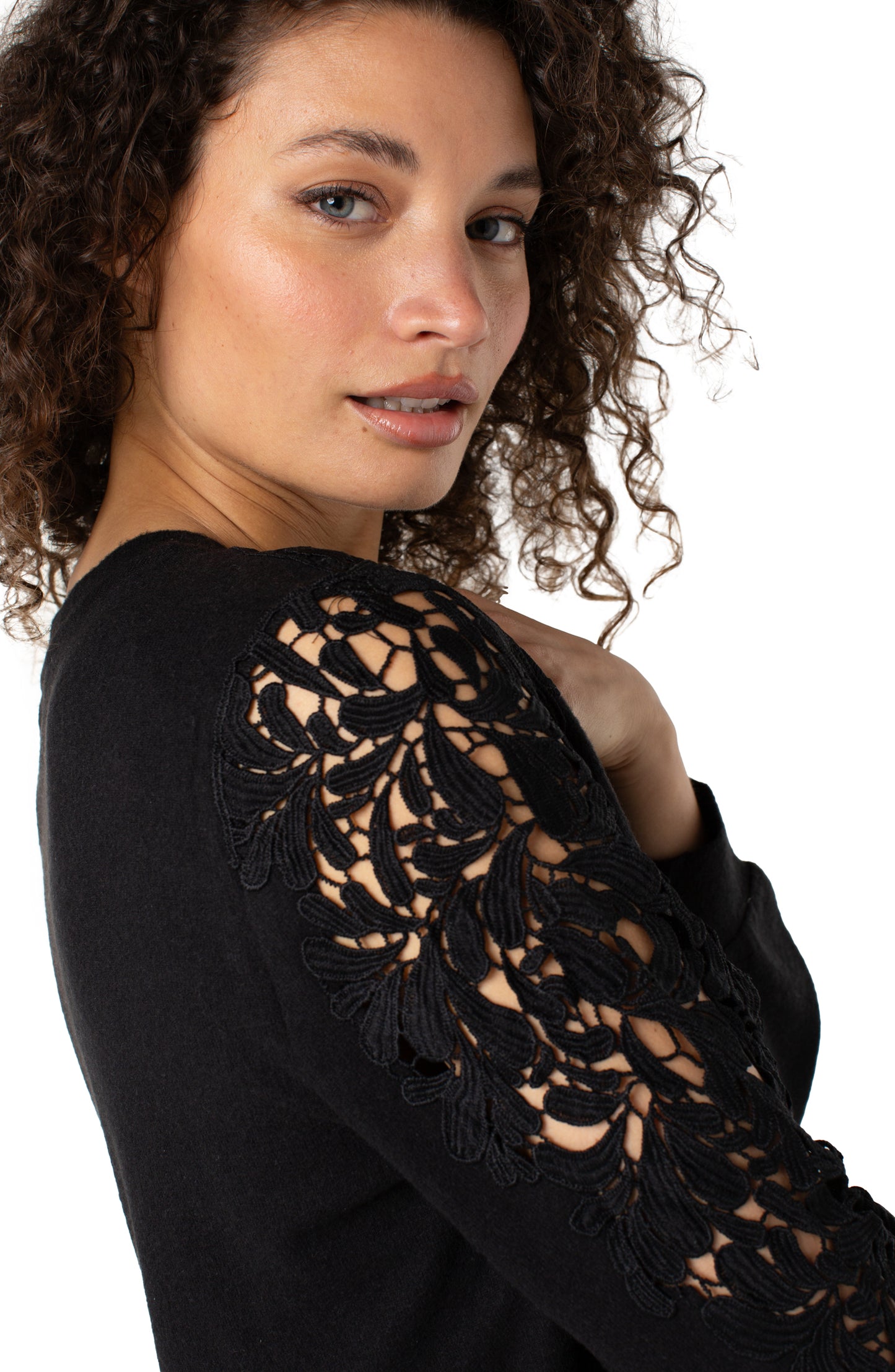 Knit Lace Sleeve Shirt