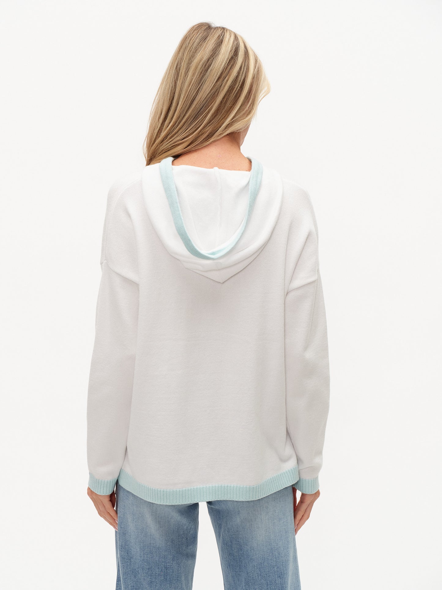 Mint and White Hooded Sweater