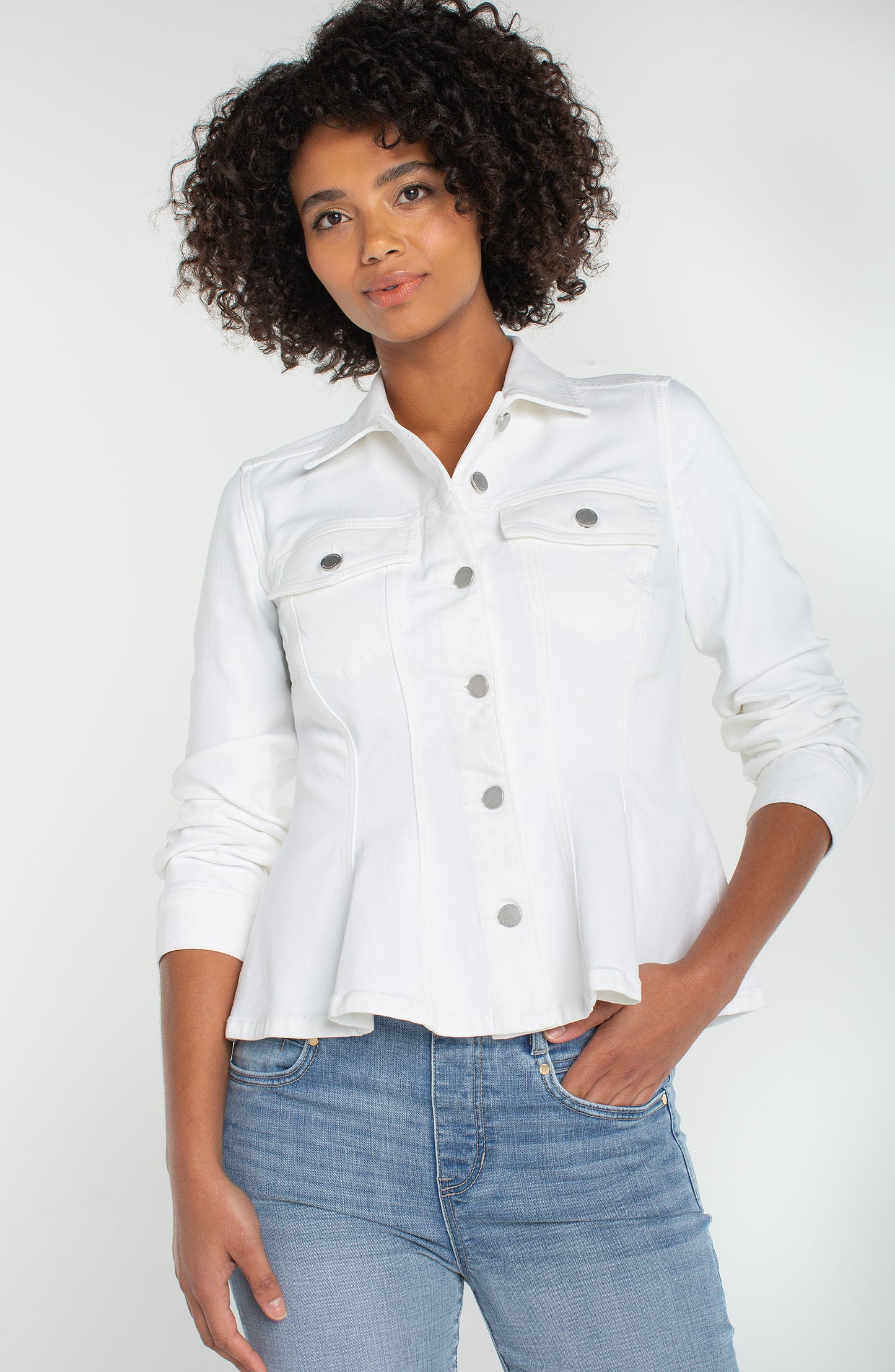 White Fit and Flare Trucker Jacket