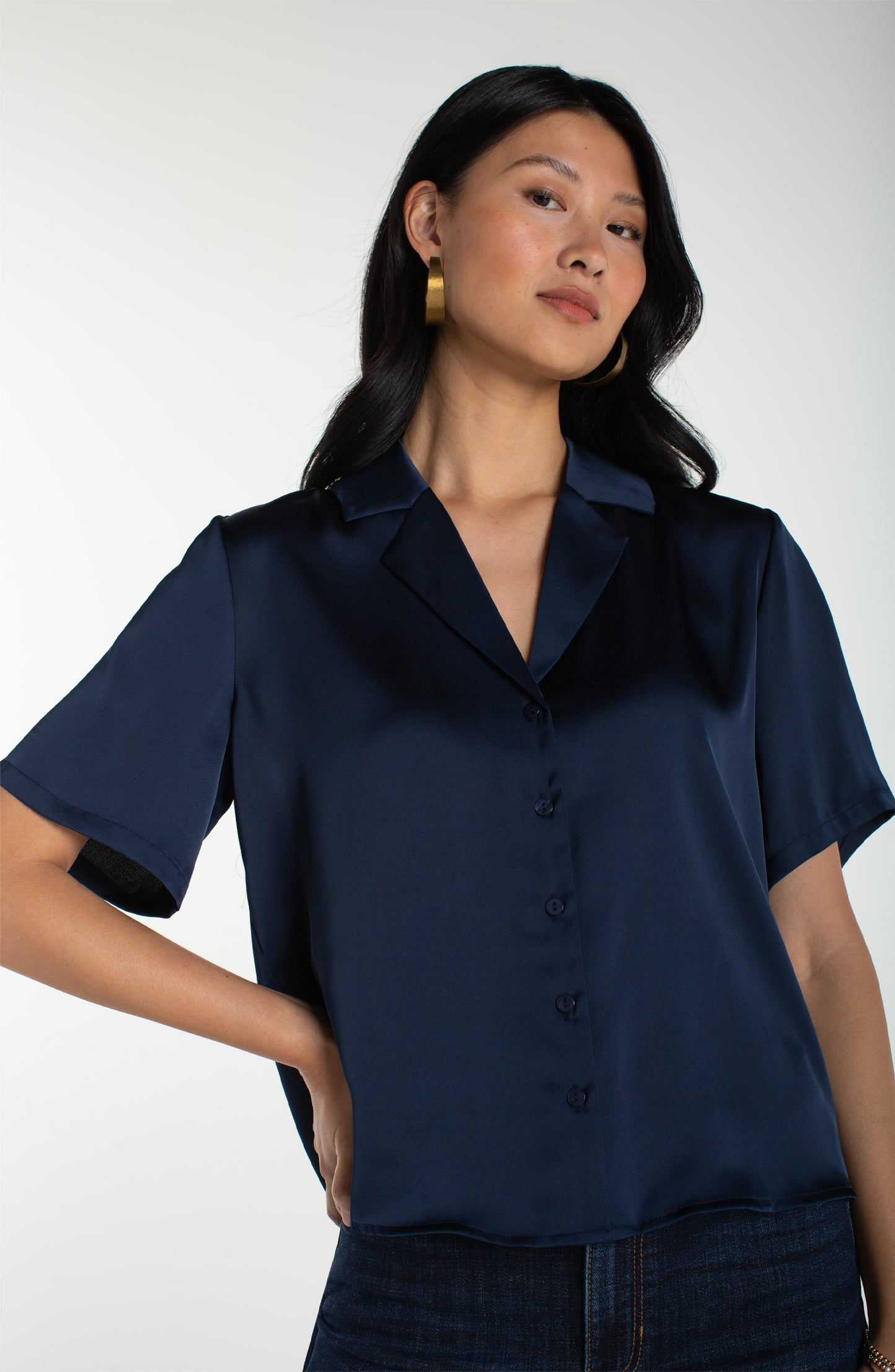 Navy Camp Collar Shirt