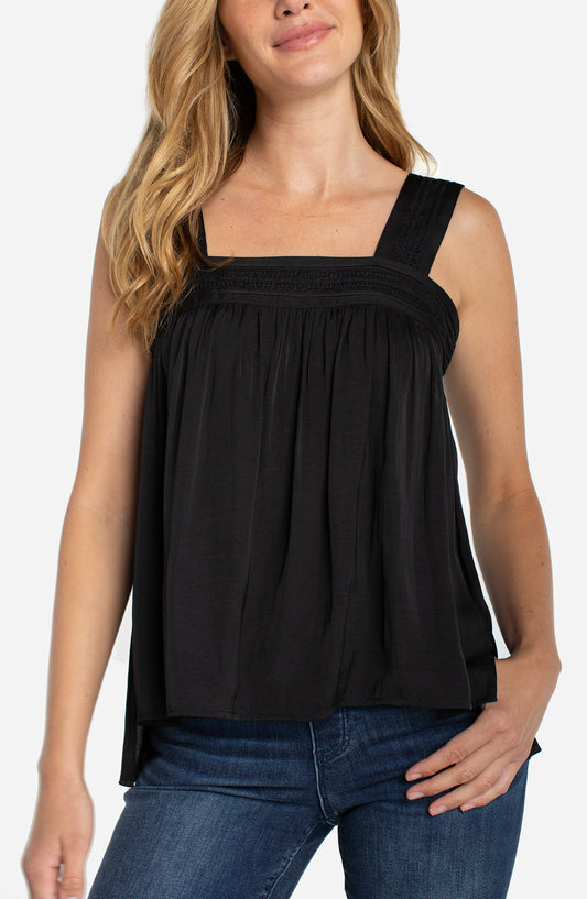 Sleeveless Tank Top with Pintuck Straps