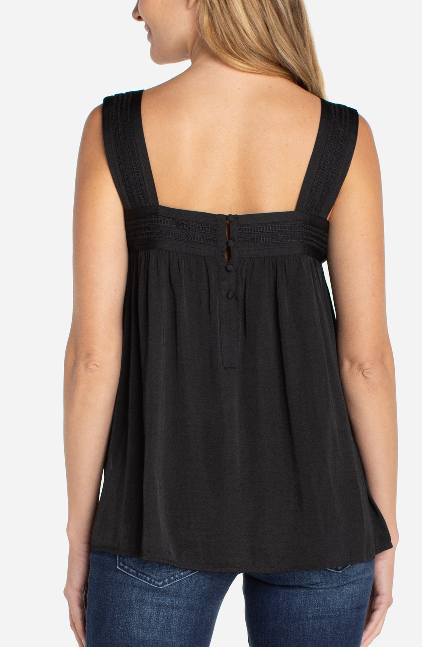 Sleeveless Tank Top with Pintuck Straps