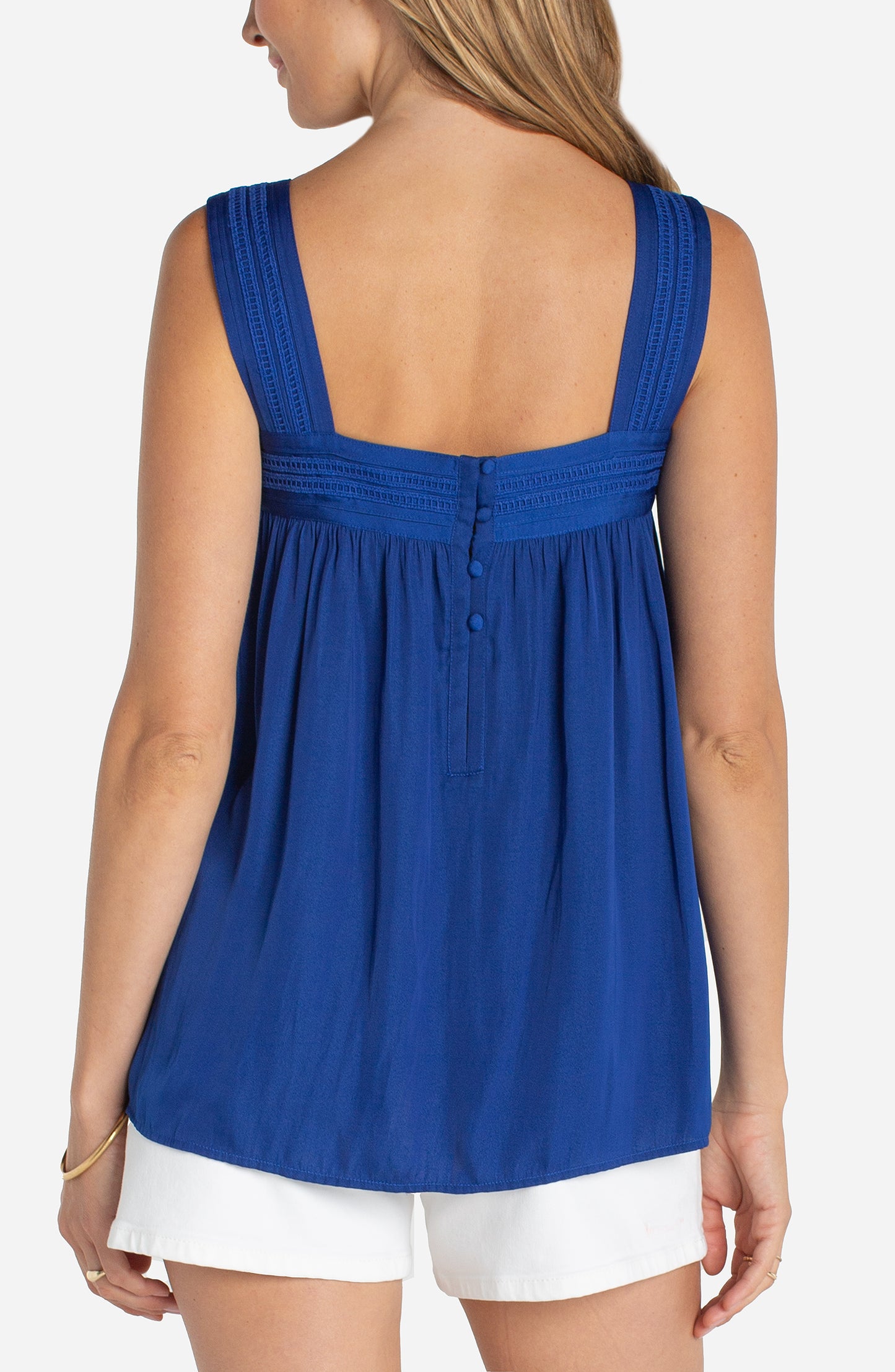 Sleeveless Tank Top with Pintuck Straps