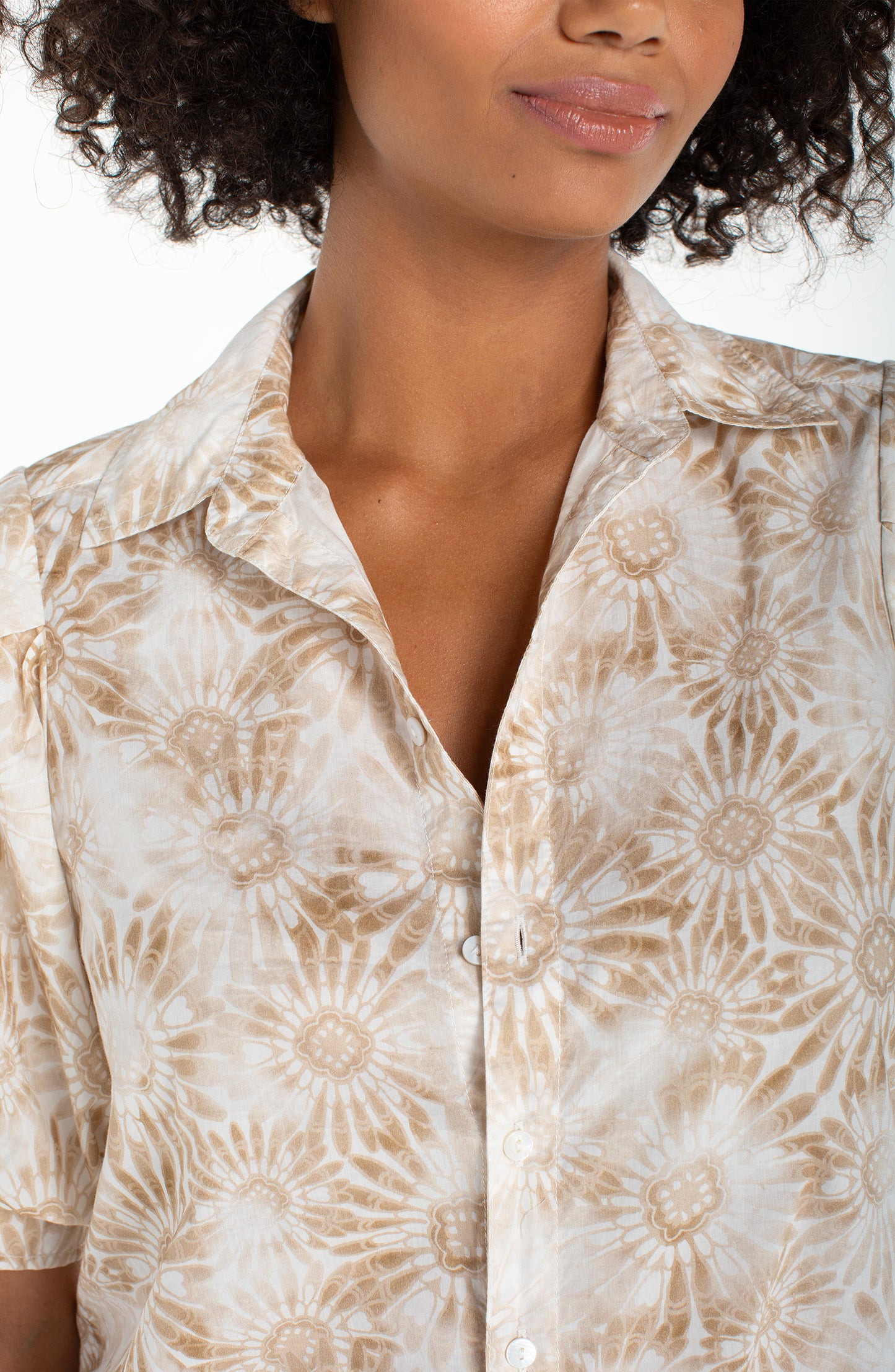 Puff Sleeve Button Front Twist Shirt