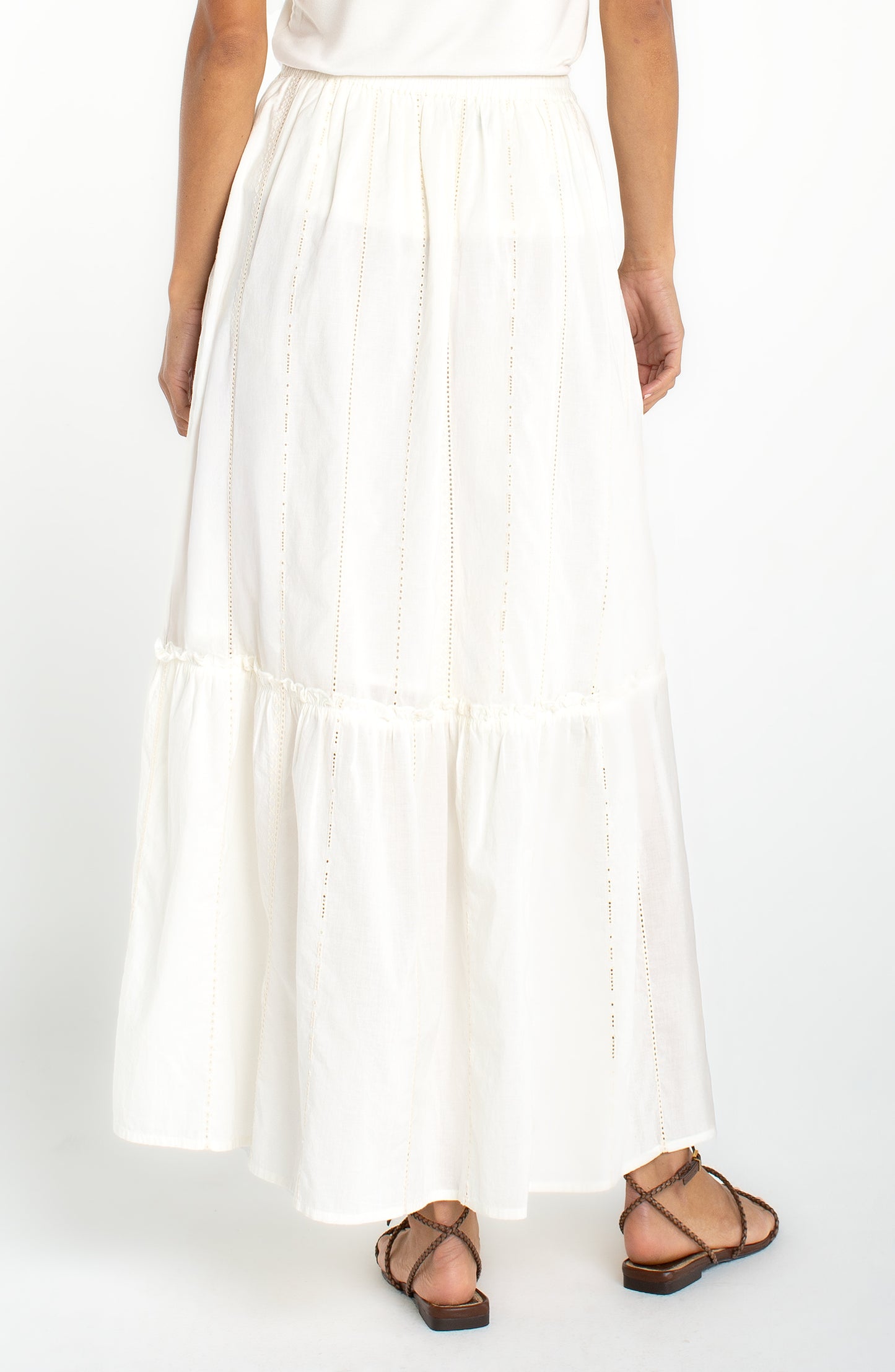 Cream Stripe Maxi Skirt