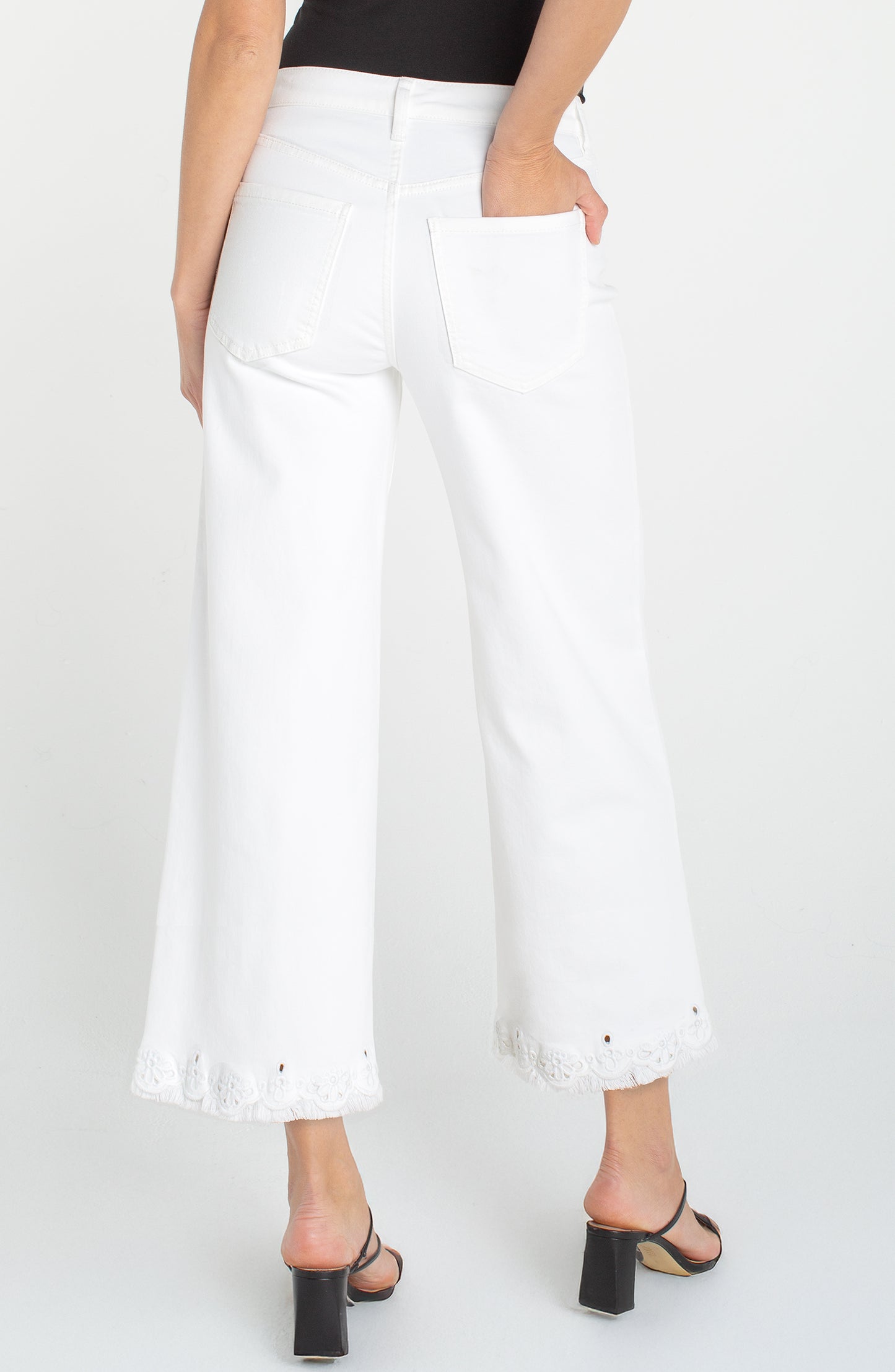 White Embroidered Stride Jeans