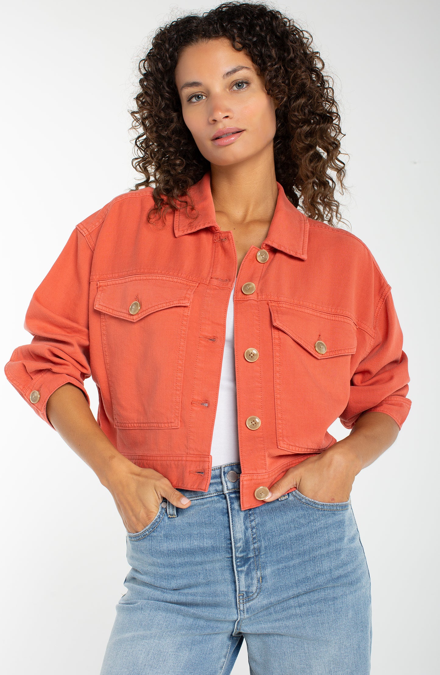 Orange Oversized Cropped Jacket