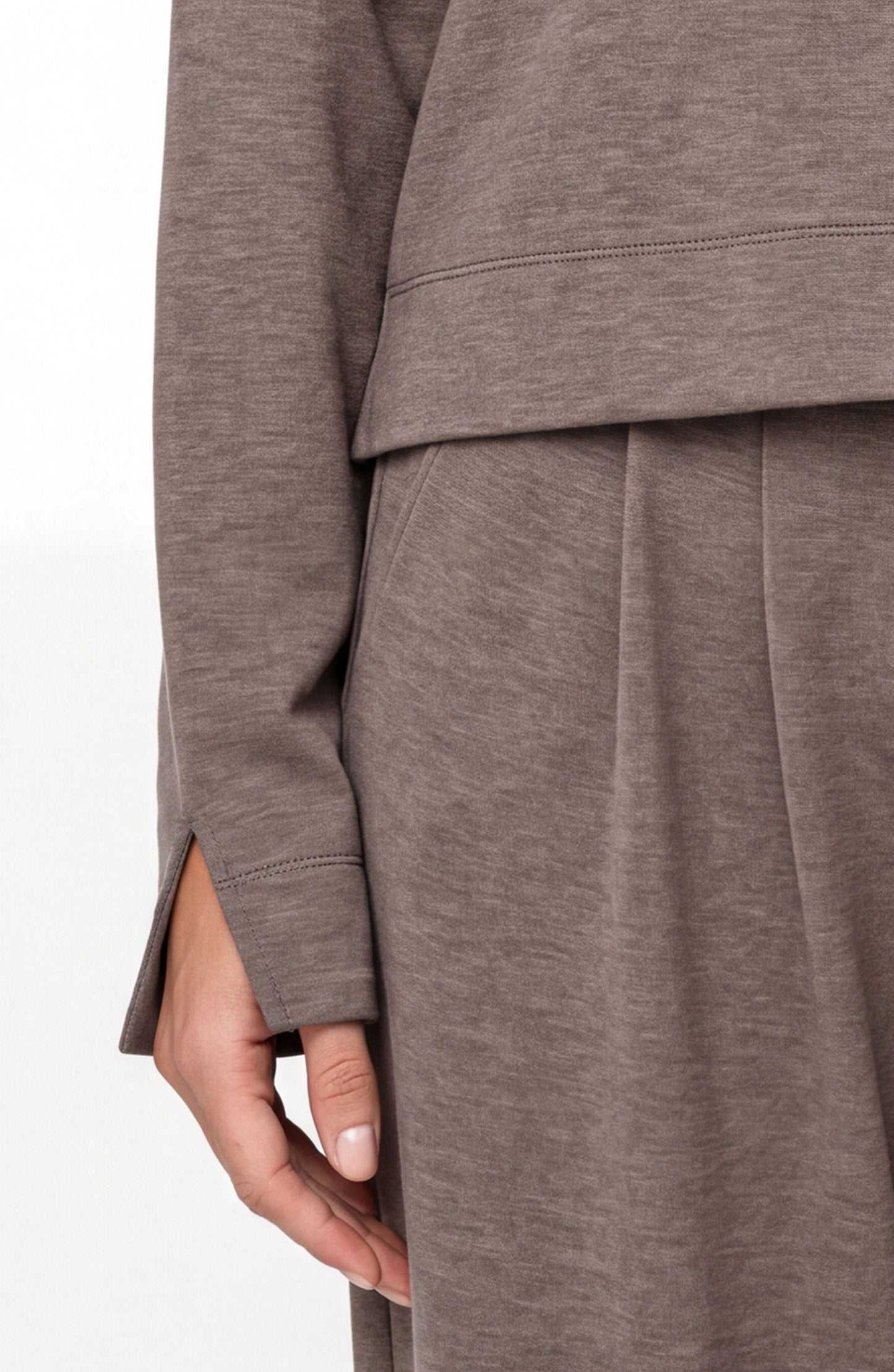 Taupe Long Sleeve Boat Neck Top