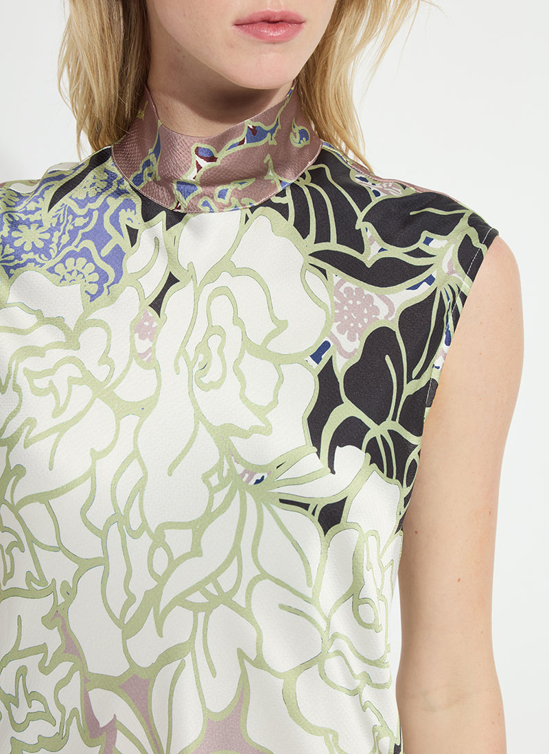 Flora Mock Neck Cut Midi Dress