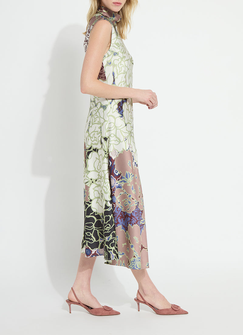 Flora Mock Neck Cut Midi Dress
