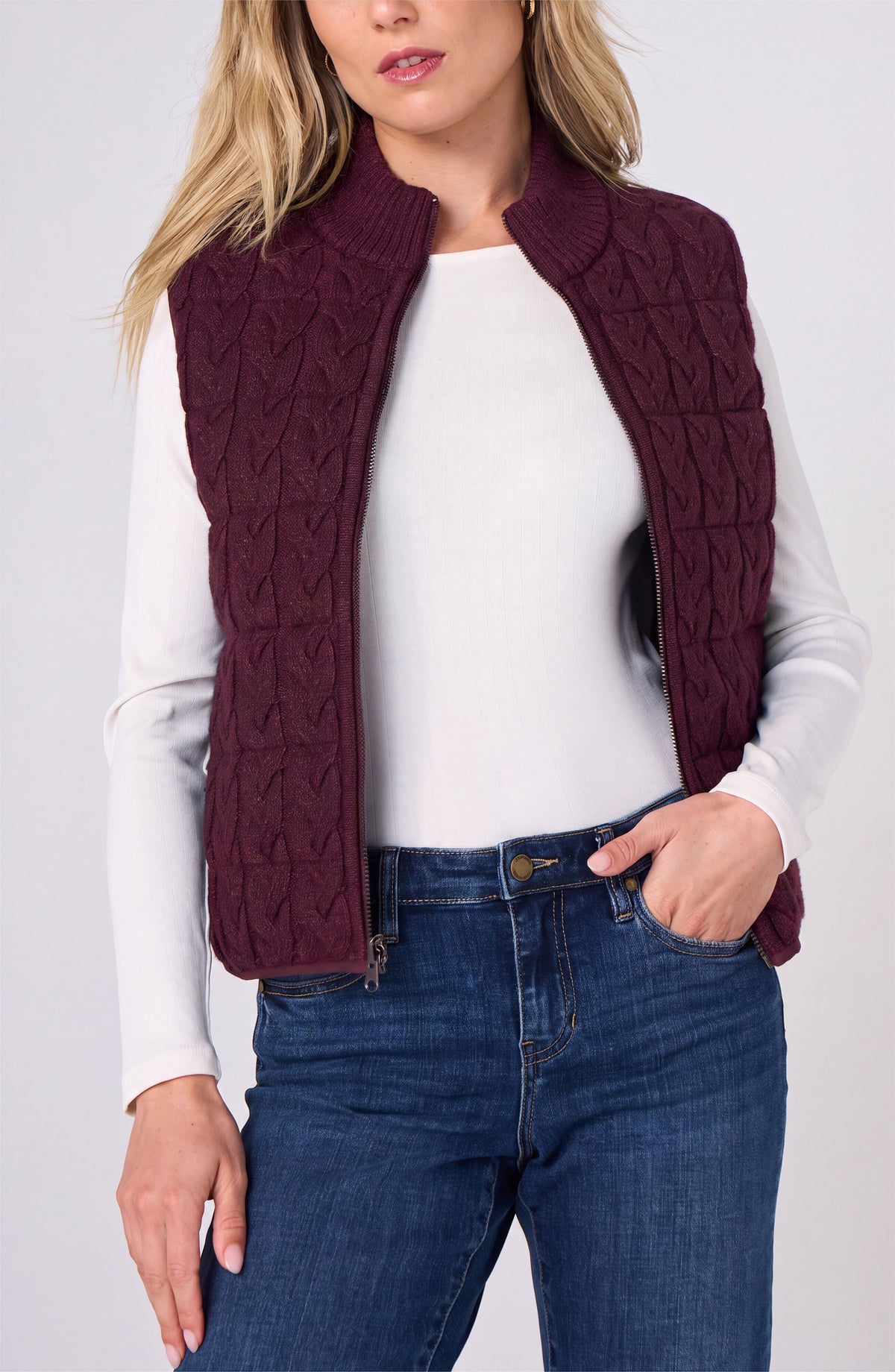 Reversible Zip Front Quilted Sweater Vest