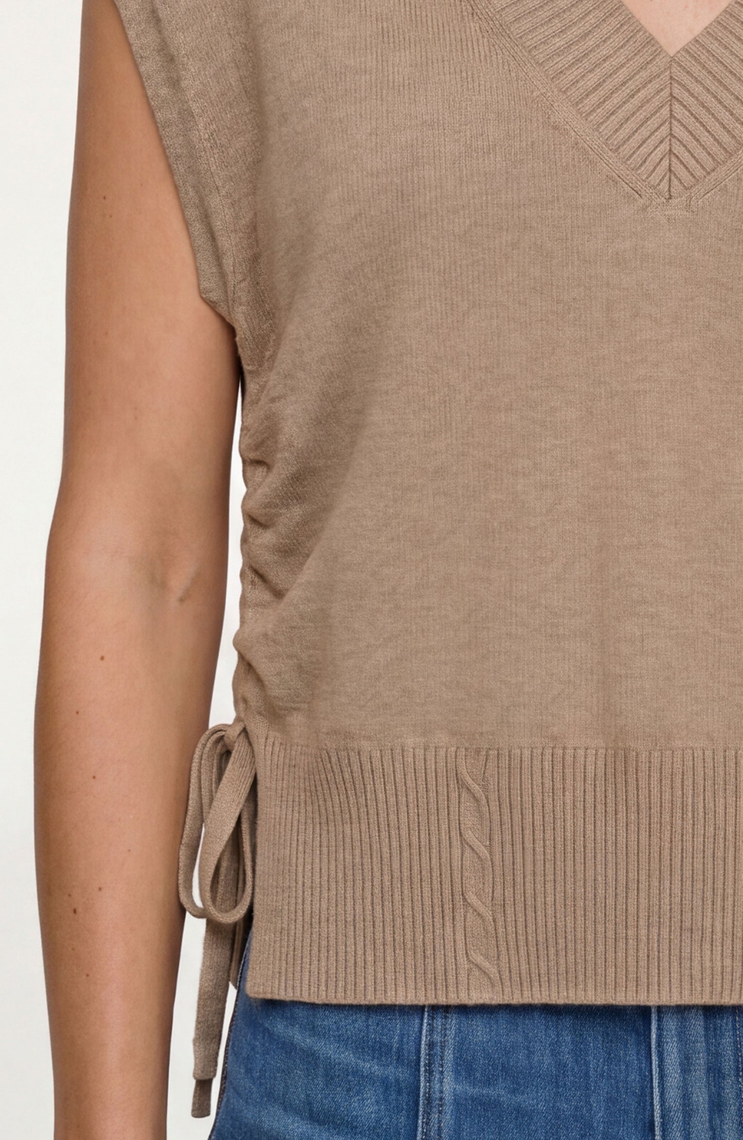 Vneck Dolman Popover Sweater with Ties