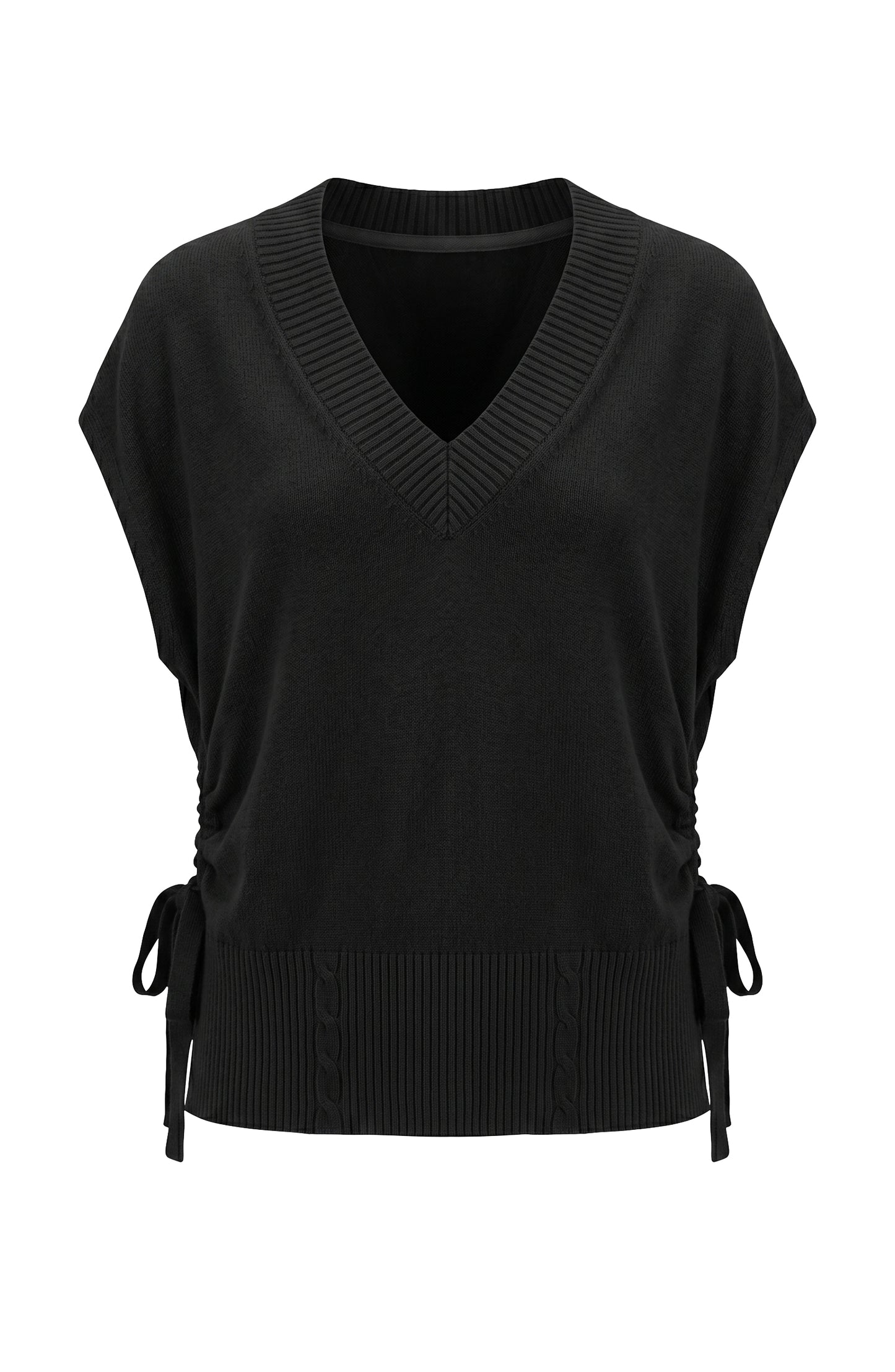 Vneck Dolman Popover Sweater with Ties