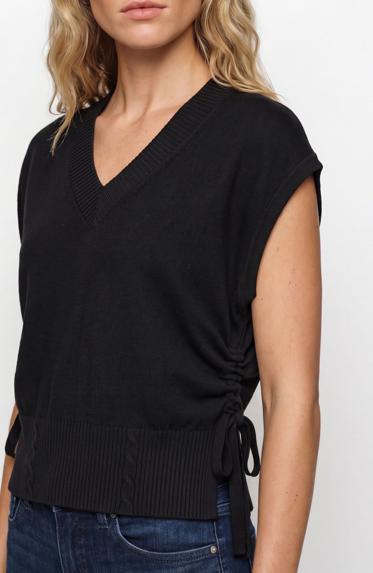 Vneck Dolman Popover Sweater with Ties