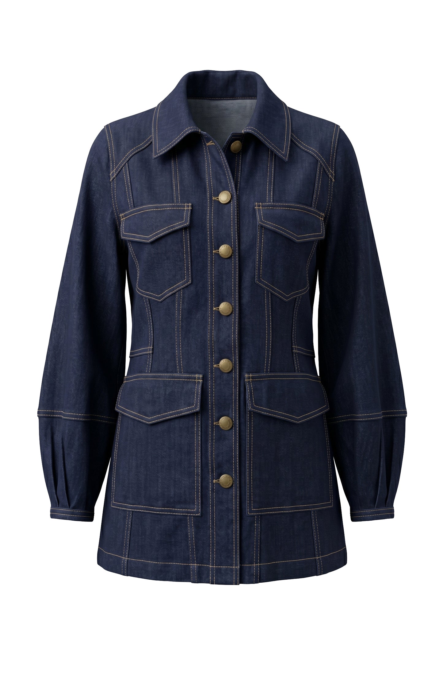 Lantern Sleeve Denim Jacket
