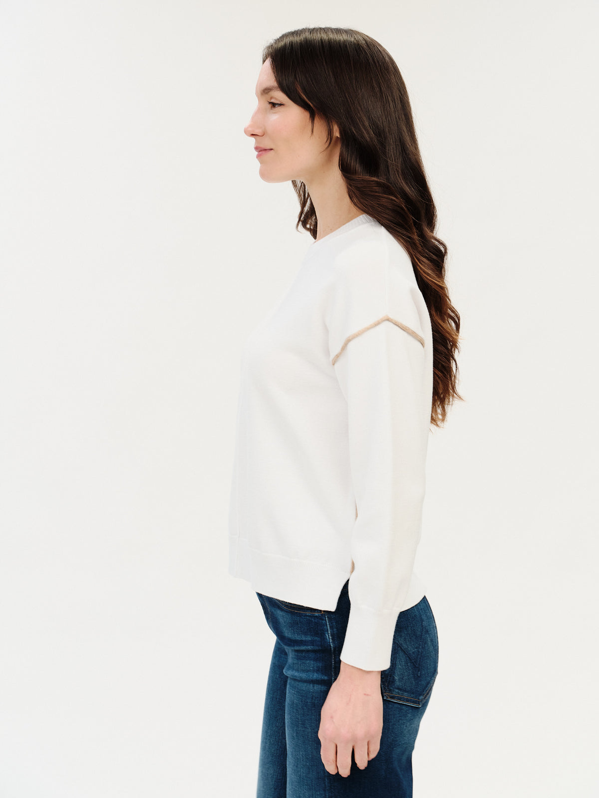 Crew Neck Sweater with Seams