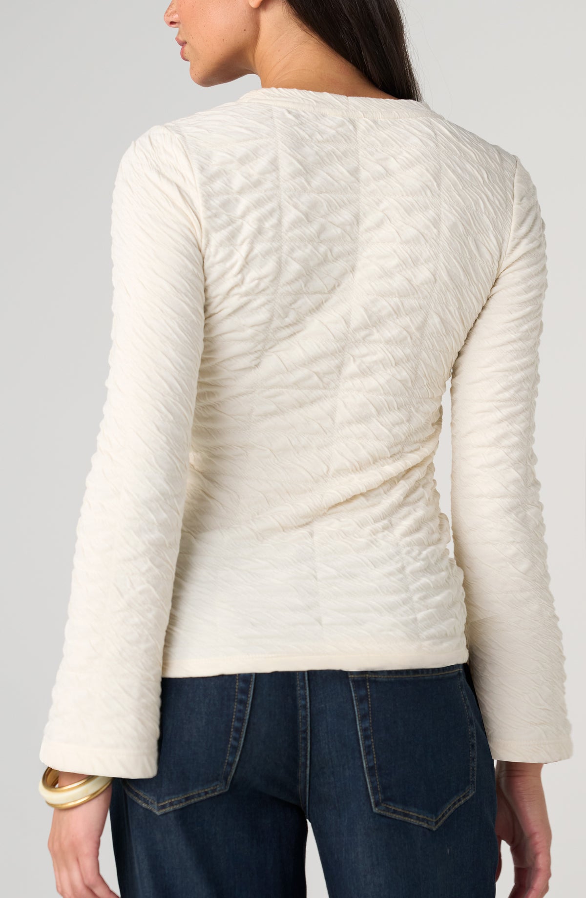 Flare Sleeve Crew Neck Knit Top