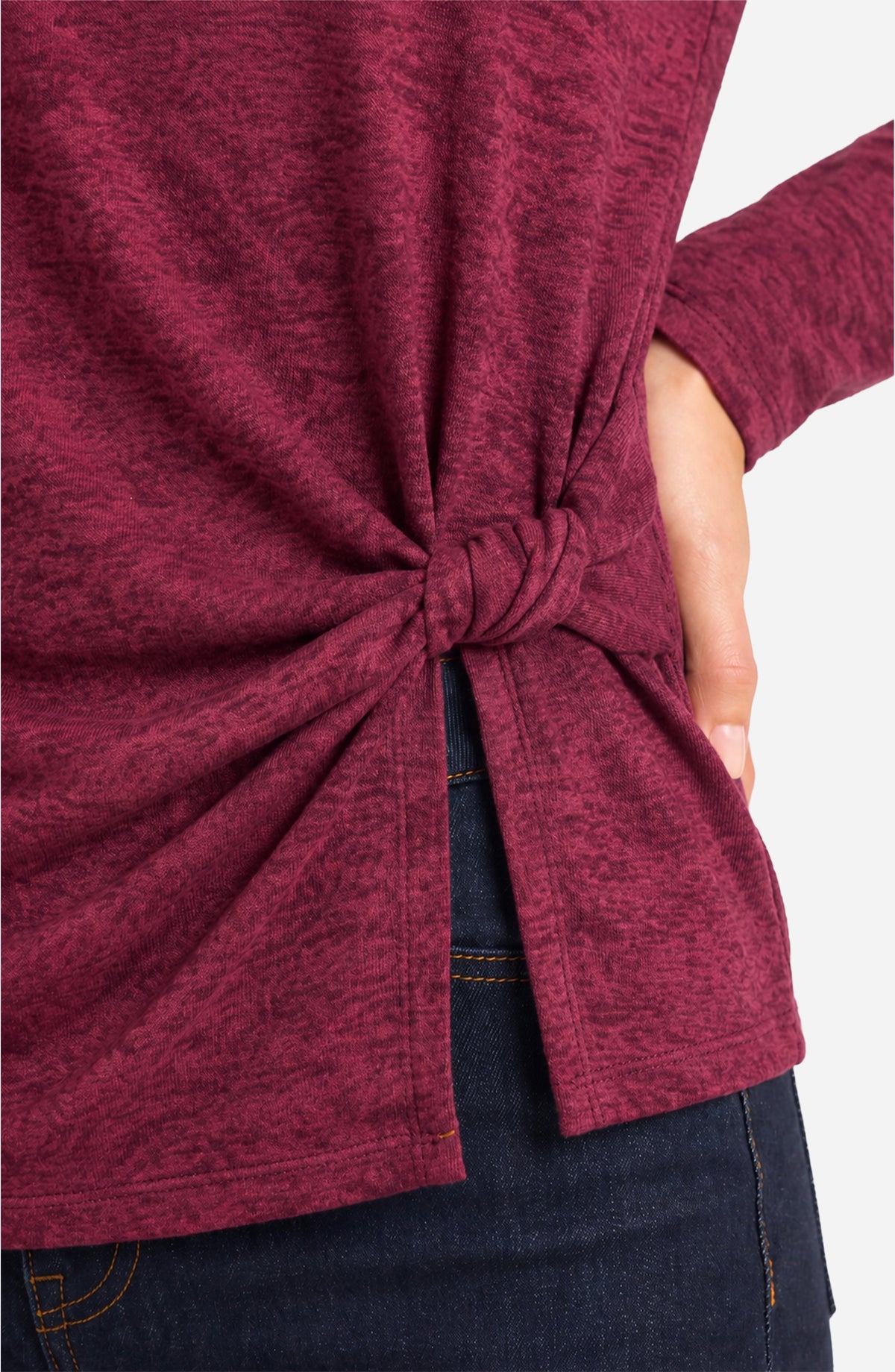 Cranberry Boat Neck Knit Top with Twist Shirt