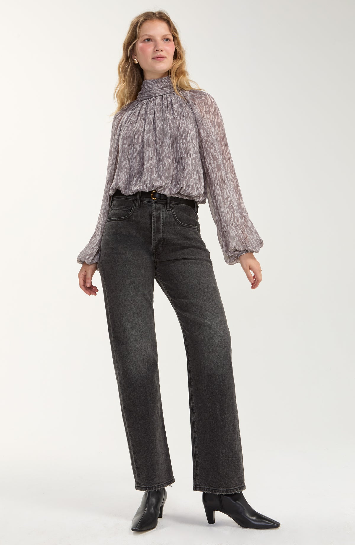 Shirred Mockneck Top