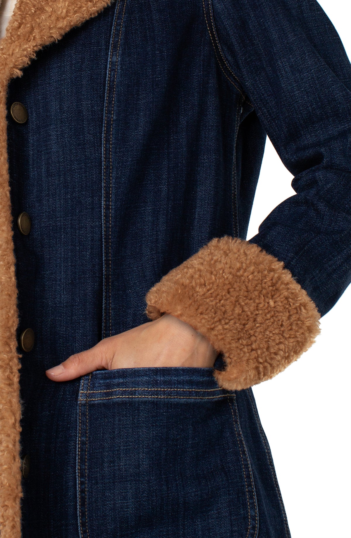 Sherpa Trimmed Notch Collar 38" Jacket