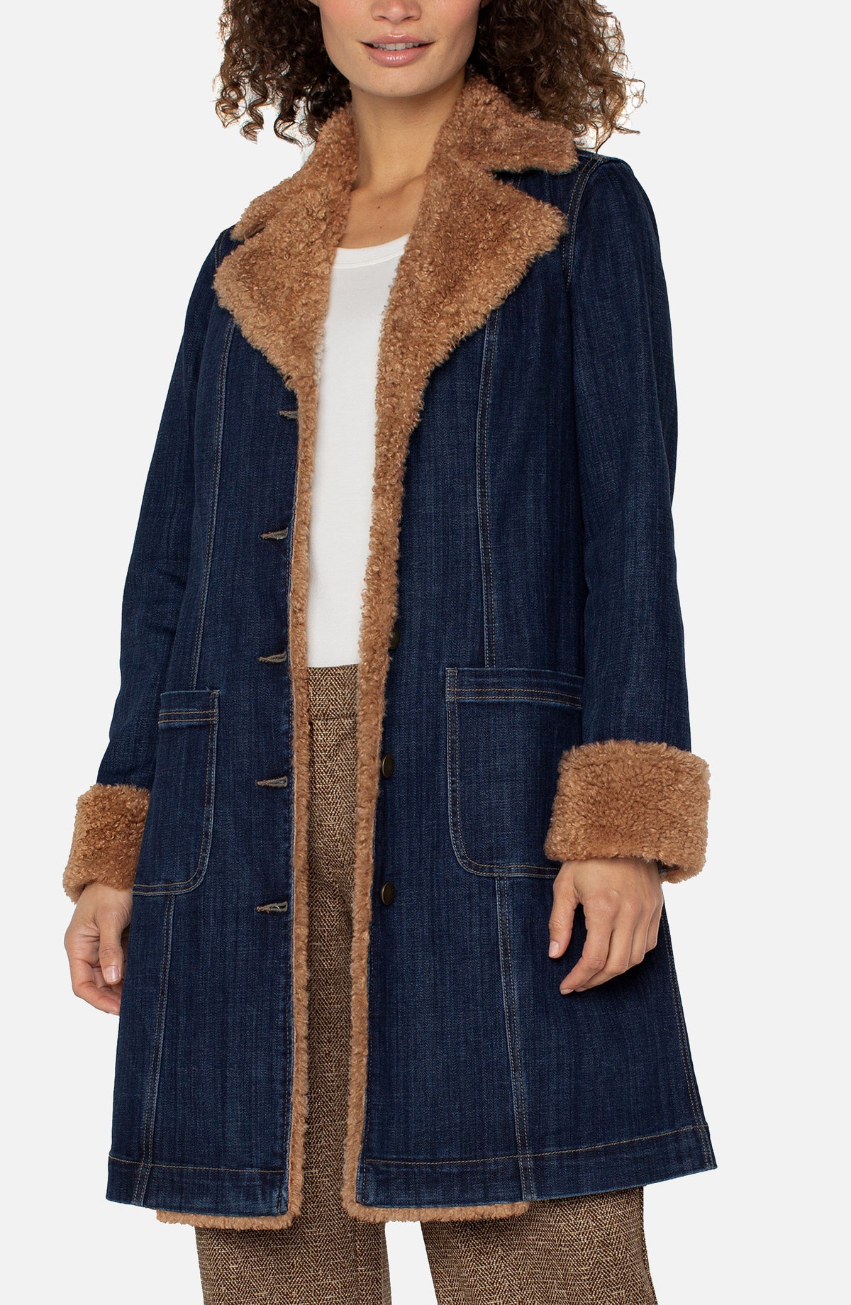Sherpa Trimmed Notch Collar 38" Jacket