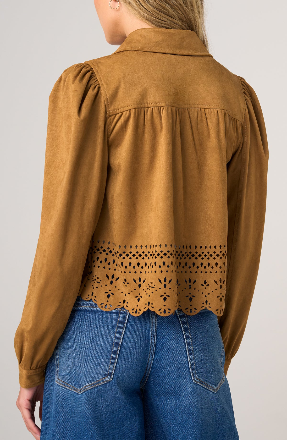 Puff Sleeve Jacket Laser Cut Hem