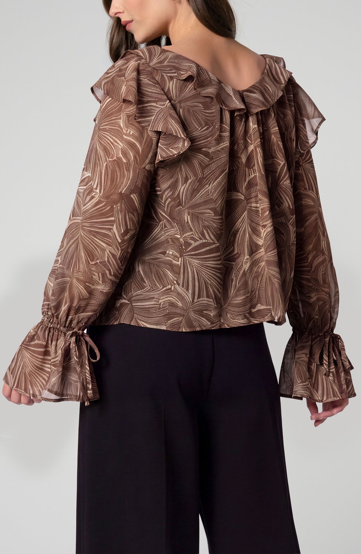 Double Ruffle vneck Blouse